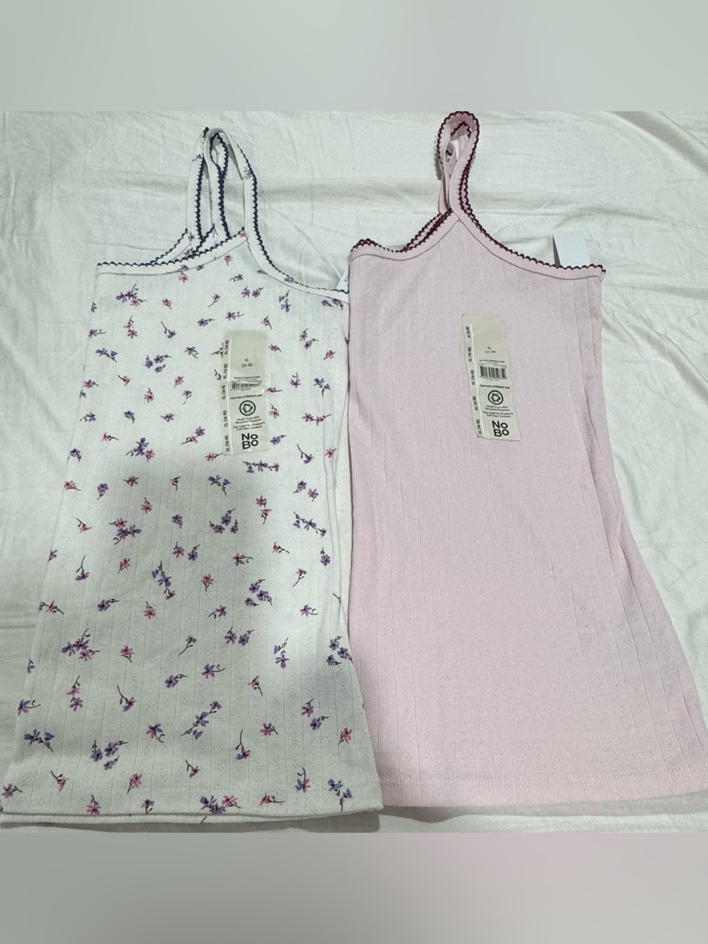 No Boundaries Pink Solid & White Floral Ribbed Tank Duo